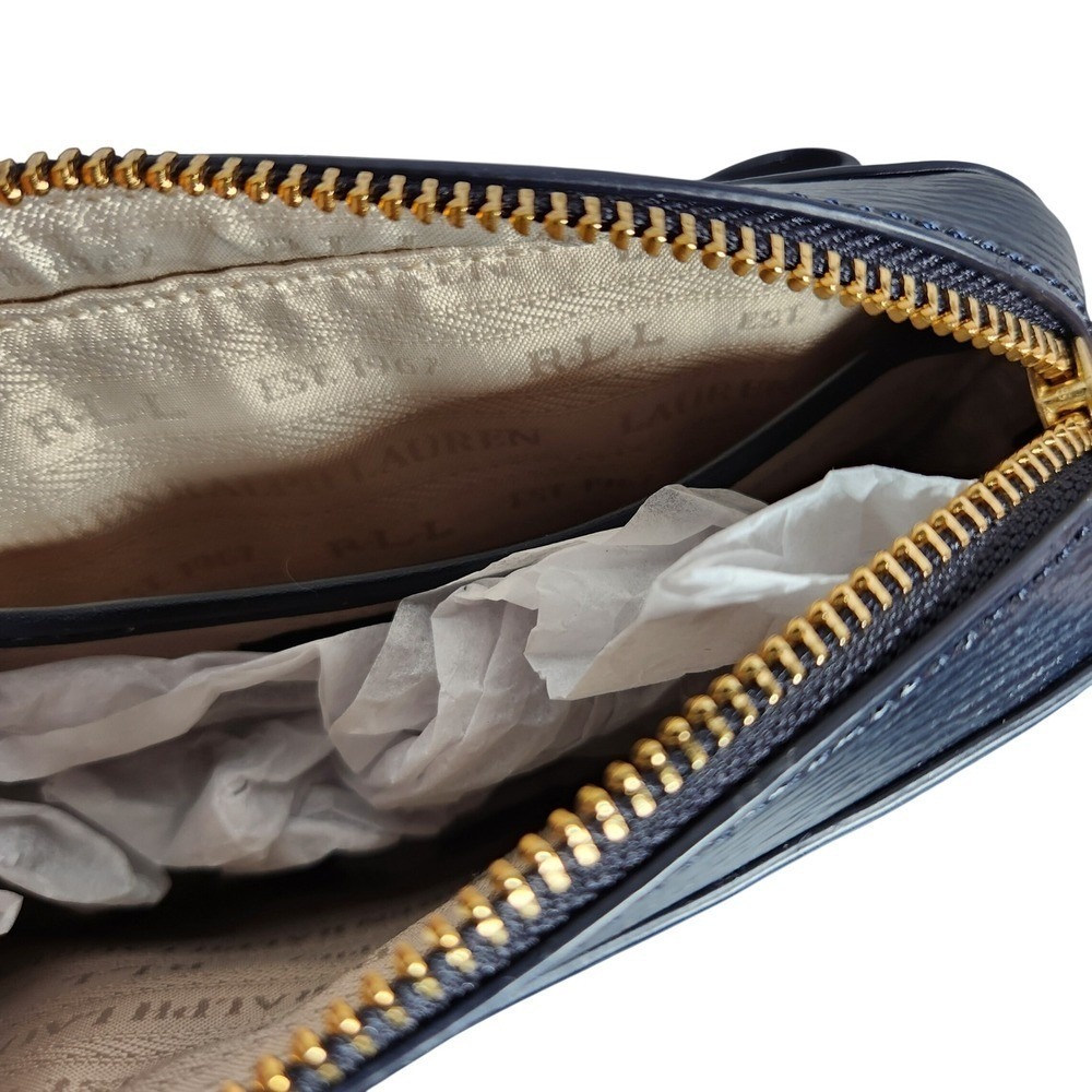 Lauren Ralph Lauren Navy Leather‎ Mini Belt Bag Gold Hardware Adjustable Strap - Picture 5 of 12